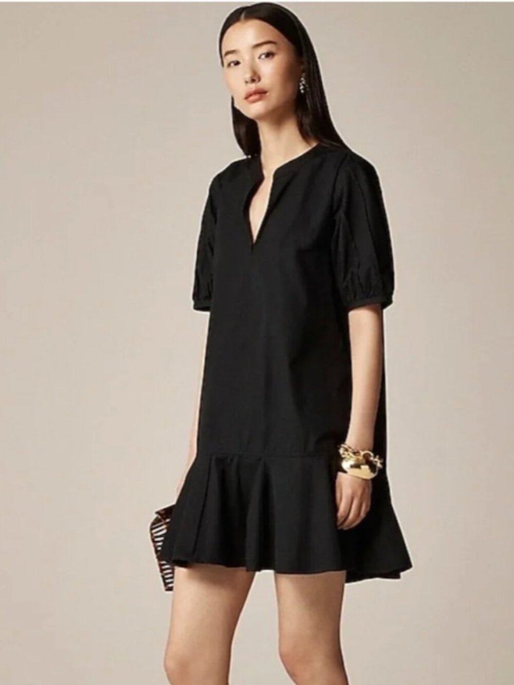 J. Crew Delilah cotton poplin ruffle mini dress-Like New! Medium Petite